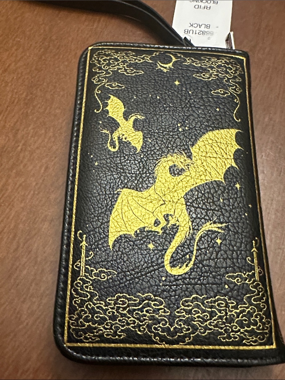 Romantasy Dragon Book Wallet Snap Zipper RFID Blocking Wristlet - Picture 4 of 6